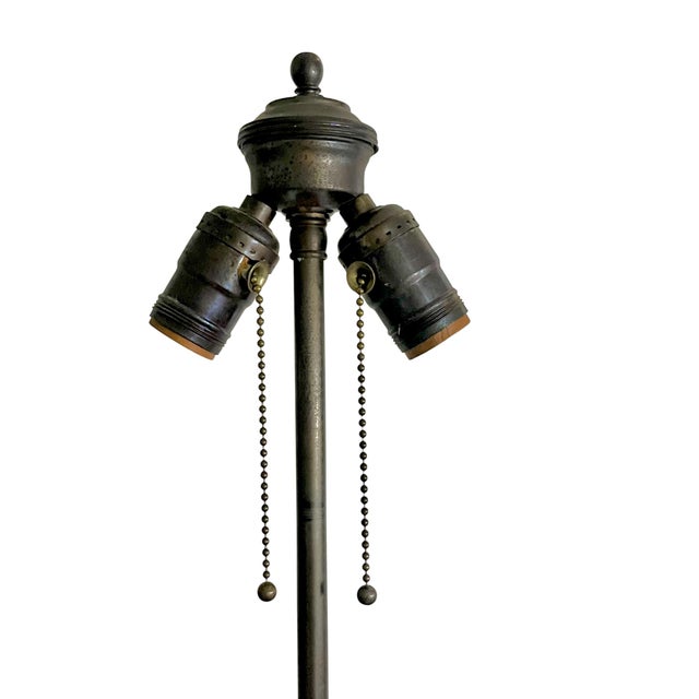 Pair Vintage Mid-Century Modern Pewter Candlestick Lamps With Chinoiserie Bases For Sale - Image 13 of 18