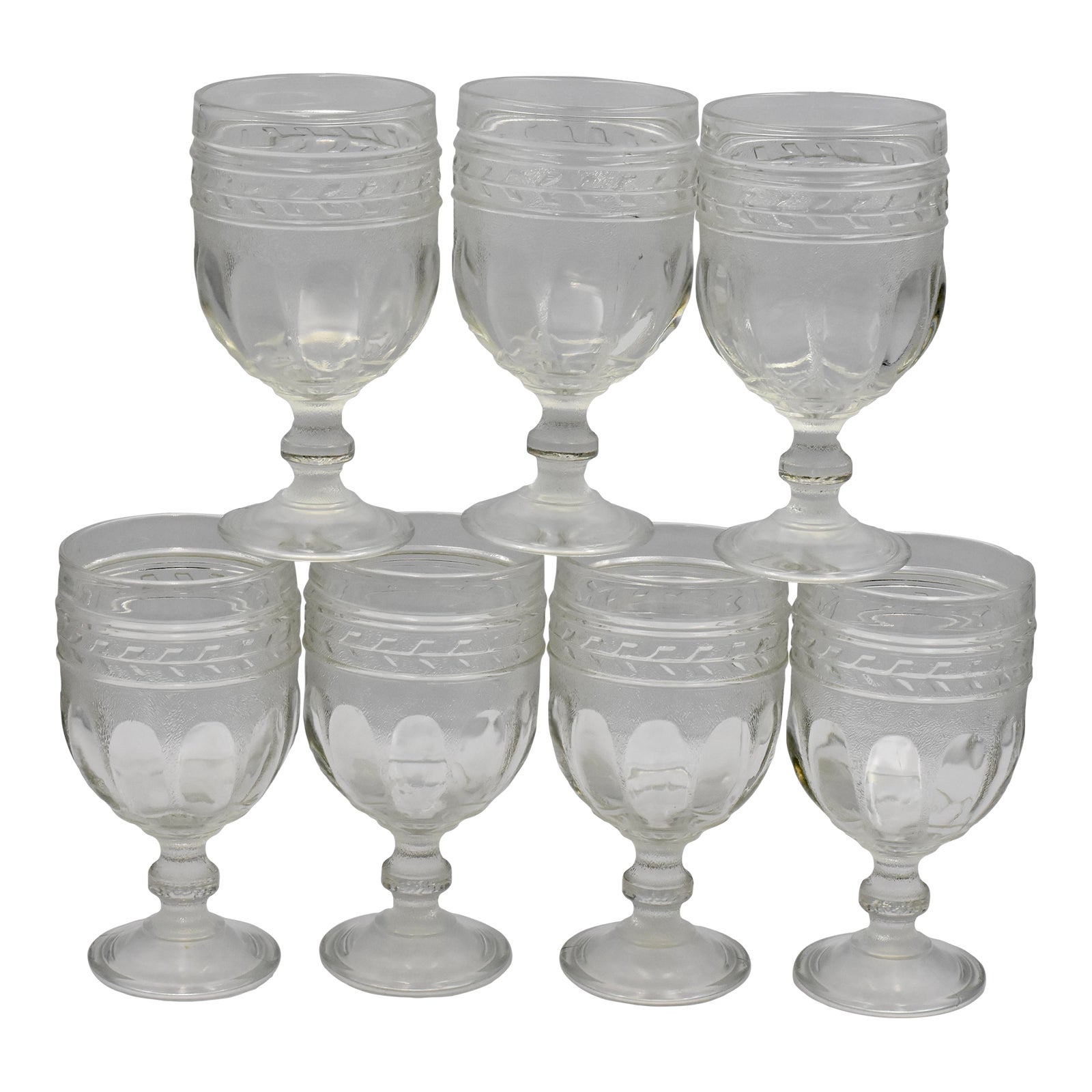 Antique c.1800 Eapg Glass Stippled Ovals Banded Arrow Wine Tea Water ...
