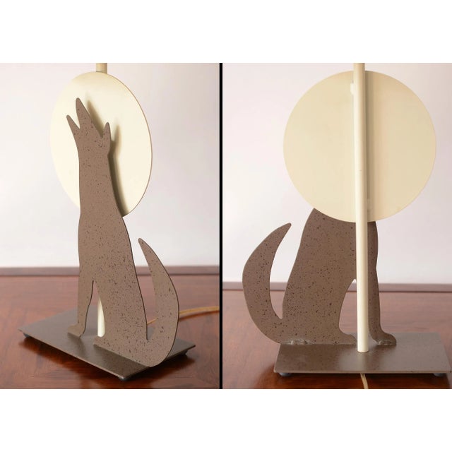 1980s Postmodern Memphis Style Metal Howling Wolf Table Lamp For Sale - Image 9 of 12