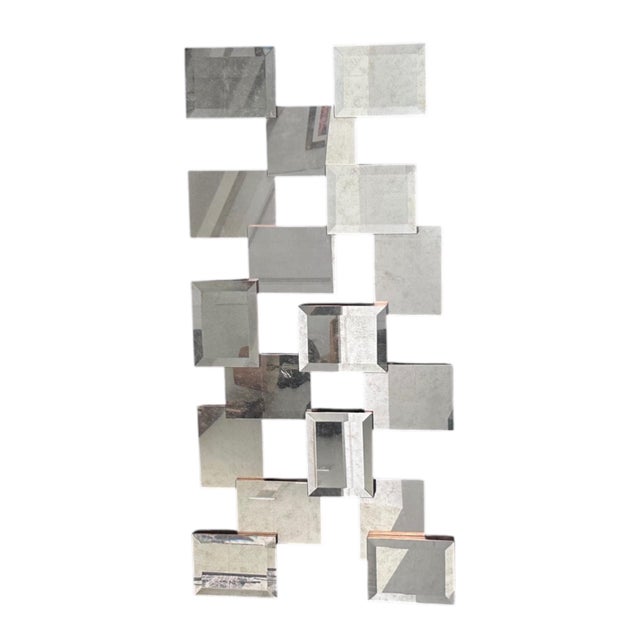 John Richard Geometric Brutalist Acid Wash Mirror Sculpture For Sale - Image 9 of 15