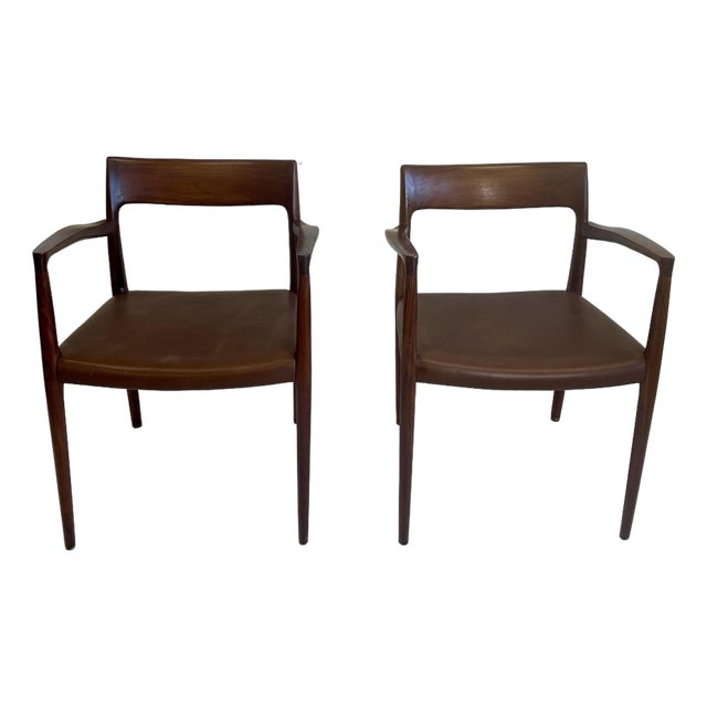 1960s In Style of Neil’s Otto Moller Model 57 by j.l. Mollers Mobelfabrik Chair Pair For Sale