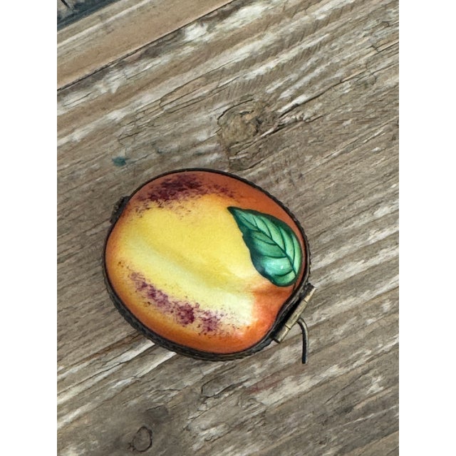 French 1920s Limoges Peach Shaped Box From France For Sale - Image 3 of 4
