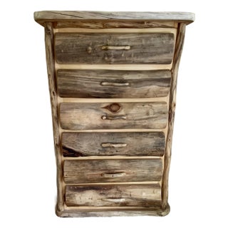 Rustic Aspen Wood Log Chest For Sale