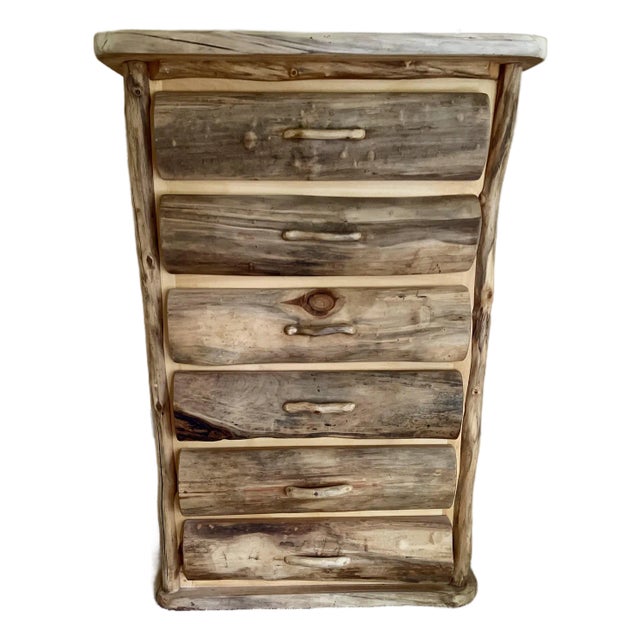 Rustic Aspen Wood Log Chest For Sale
