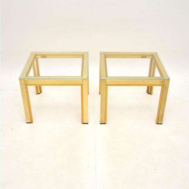 A very stylish and well made pair of vintage Italian brass side tables by Zevi, dating from the 1970’s. They are of superb...