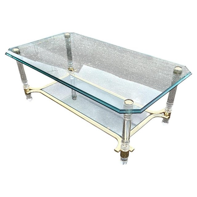 Italian Two-Tier Coffee Table in Glass, 1980s For Sale - Image 16 of 16