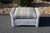 Lloyd Loom White Wicker Ottomans With Green Plaid Cushions—A Pair For Sale - Image 9 of 18