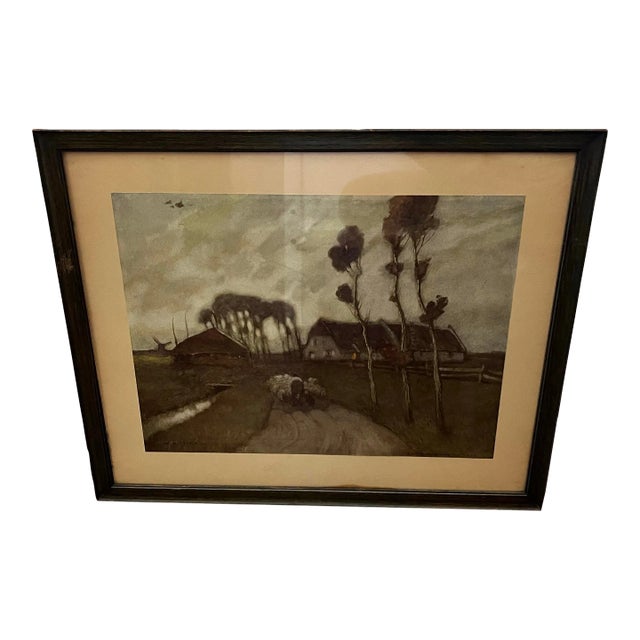 1914 Framed Chromolithograph of Sheep by the Gerlach Barklow Company For Sale