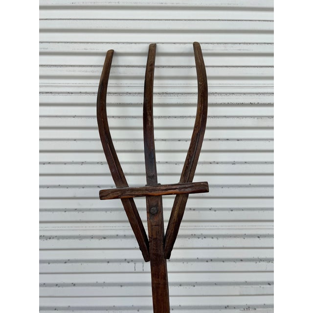 Large 19th Century Farmhouse Wooden Pitch Fork For Sale - Image 4 of 12