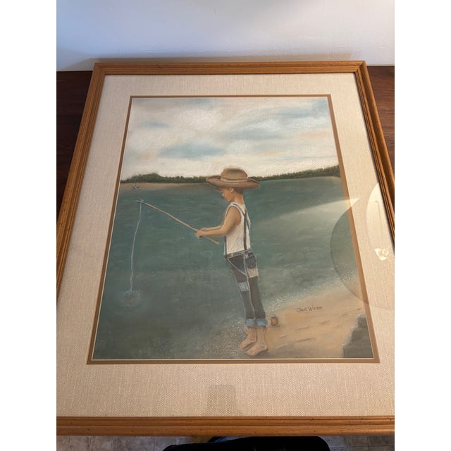 American Late 20th Century Coastal Oil Pastel, Signed and Dated For Sale - Image 3 of 15