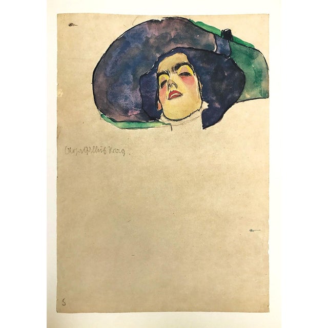 Artist:Egon Schile Title:Woman’s head with wide brimmed hat Medium:Lithograph – 1 Marks:Signed in plate Printed:1968 by...