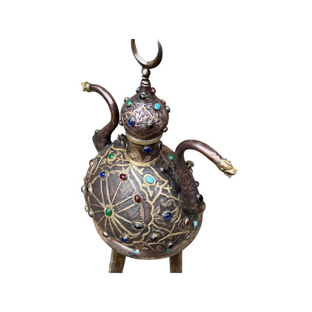 Ceremonial Brass Ewer With Dragon Spouts For Sale - Image 11 of 12
