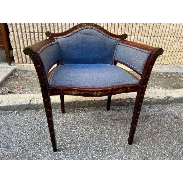 Wood Early 20th Century Edwardian Style Satinwood Dressing Chair For Sale - Image 7 of 12