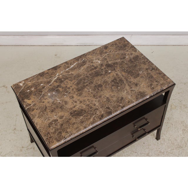 Brown Pair Baker Bill Sofield Modern Design Marble Top Nightstands For Sale - Image 8 of 16