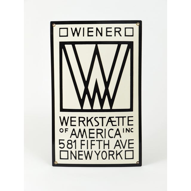 Wiener Werkstätte of America Inc New York Enameled Advertising Sign by Josef Hoffmann, 1960s For Sale - Image 4 of 18