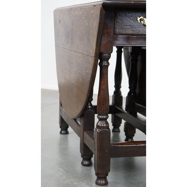 Antique English Oak Gateleg Table For Sale - Image 11 of 17