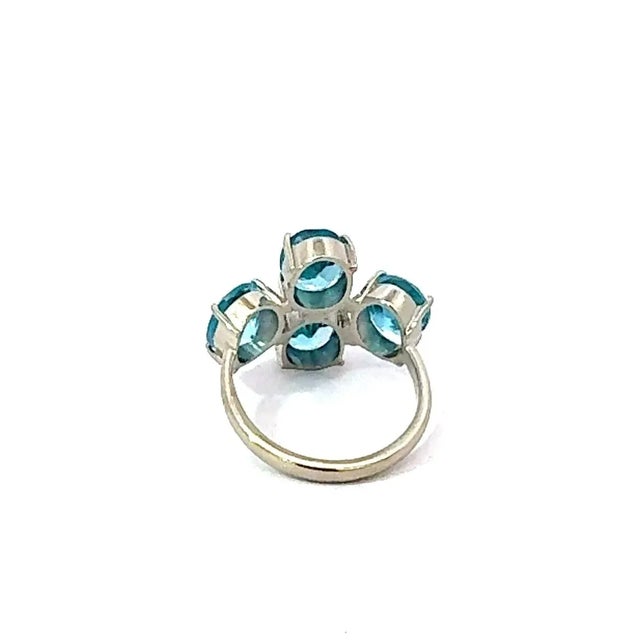 925 Sterling Silver Ring With Sparkling 9.59 CTW Blue Topaz 4 Stone in Prong Set - Size 8.5 For Sale - Image 9 of 13