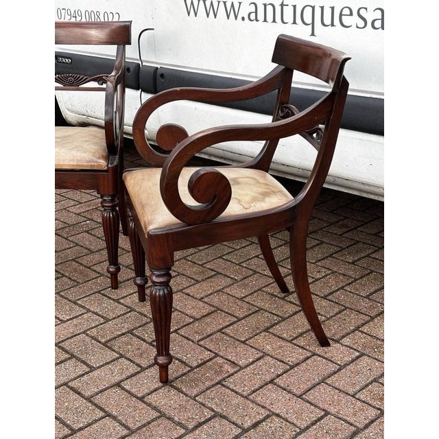 Wood Regency Mahogany Armchairs with Leather Drop Seats, Set of 2 For Sale - Image 7 of 10