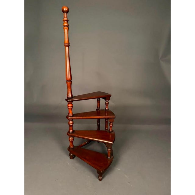 Late 20th Century English Mahogany Custom Spiral Library Steps, Late 20th Century For Sale - Image 5 of 11
