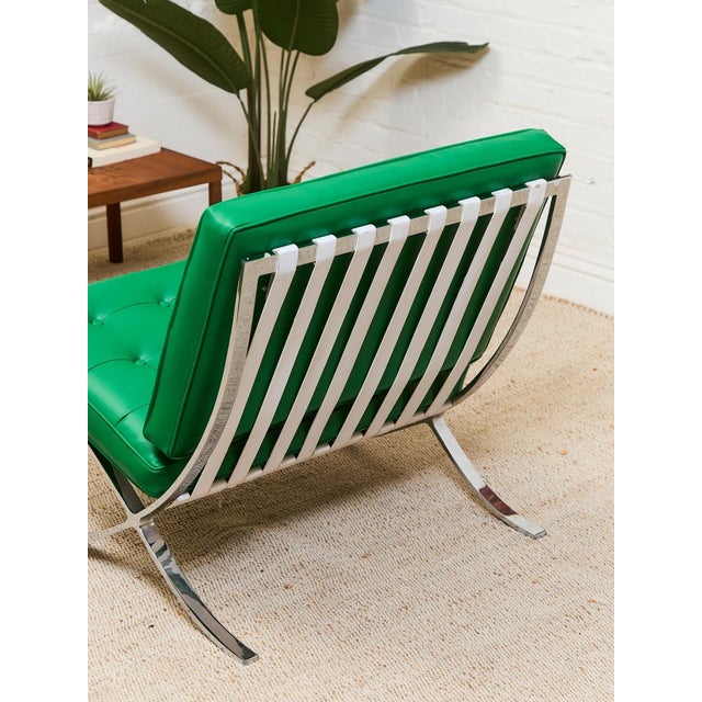 Mid 20th Century Styled After Kelly Green Barcelona Style Chair For Sale - Image 10 of 12