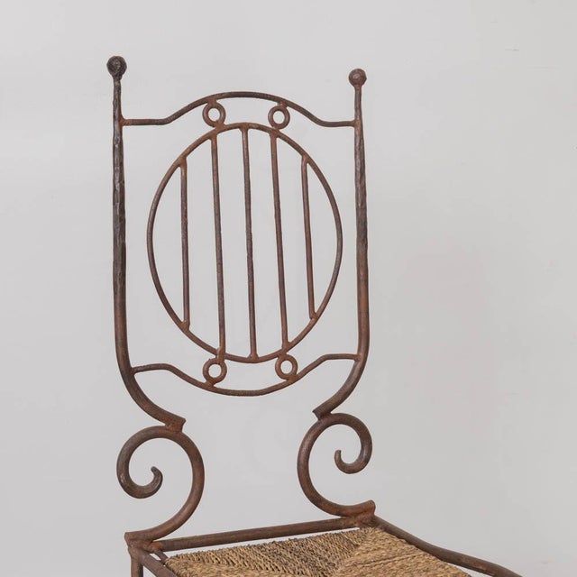 Mid 20th Century French Neoclassical Iron and Woven Accent Chair For Sale - Image 10 of 11