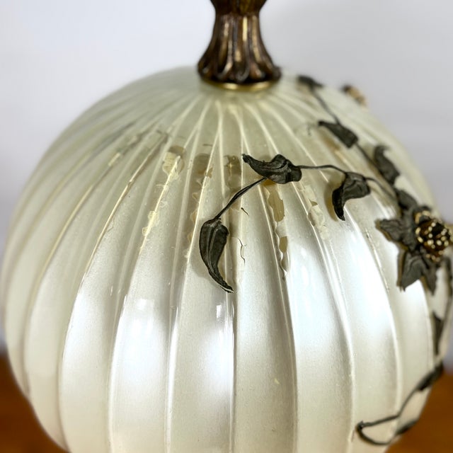 1950s Accurate Casting Hollywood Regency Cherub Lamp - 37" Manganese Glass & Victorian Fringe For Sale In Houston - Image 6 of 14