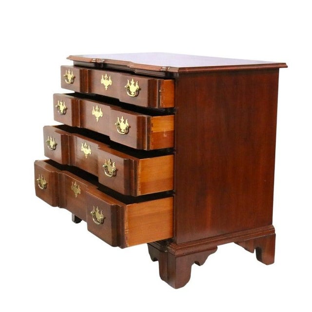 Chippendale Knob Creek Chippendale Cherry Block Front 4-Drawer Chest C1930 For Sale - Image 3 of 10