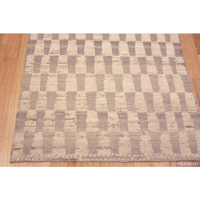 Nazmiyal Collection Cream and Tan Geometric Modern Runner Rug For Sale - Image 4 of 8