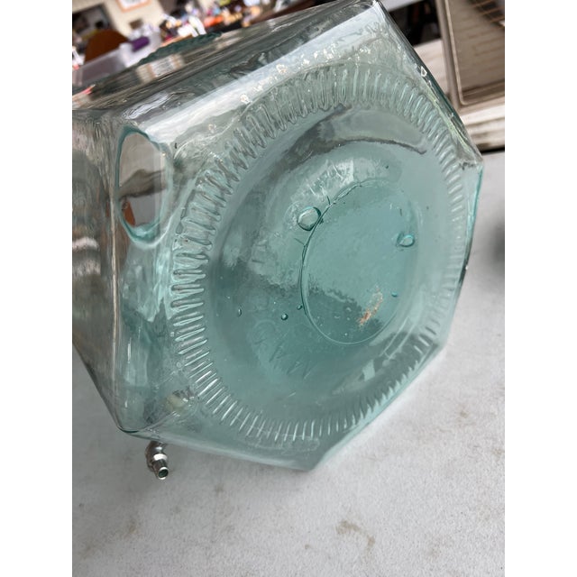 Vintage Large Green Glass Beverage Dispenser, Made in Italy Chairish