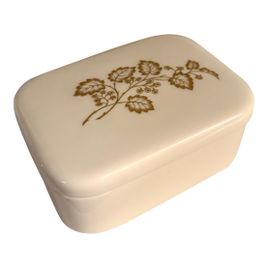 Hollywood Regency Ivory Porcelain With Gold Detail Jewelry Box by Lenox