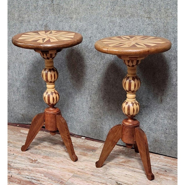 Small Marquetry Side Tables, Set of 2 For Sale - Image 3 of 6