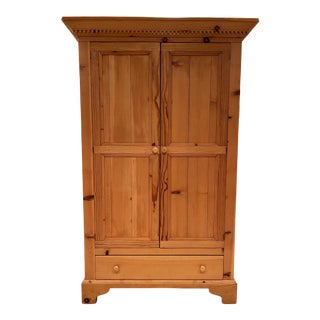 1990s Pine Media Armoire For Sale