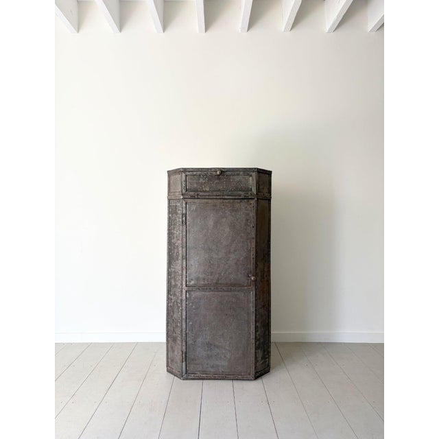 Vintage Industrial Steel Corner Cabinet, 1940s For Sale - Image 11 of 11