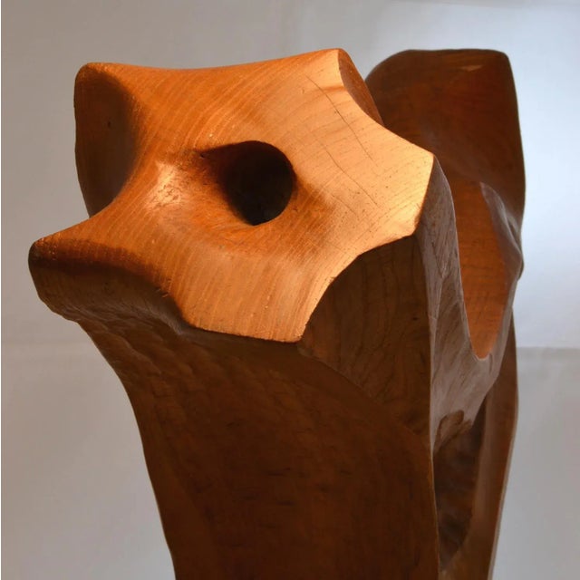 Hand-Crafted Oak and Marble Sculpture from E. Robson, 1970s For Sale - Image 3 of 7