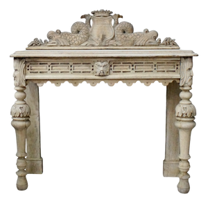 Antique Bleached Oak Green Man Hall Table, 1880s