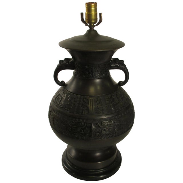 1920s Bronze Asian Table Lamp For Sale - Image 12 of 12