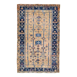 1960s Vintage Bidjar Brown Handmade Floral Wool Rug