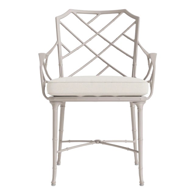 Brown Jordan Calcutta Arm Chair, Dove frame with Fusion Natural fabric For Sale