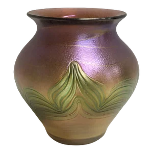 Bohemian Czech Republic Art Glass Vase - Loetz Style