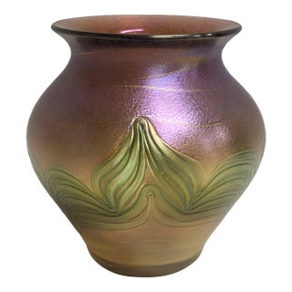 Loetz Style Bohemian Art Glass Vase For Sale