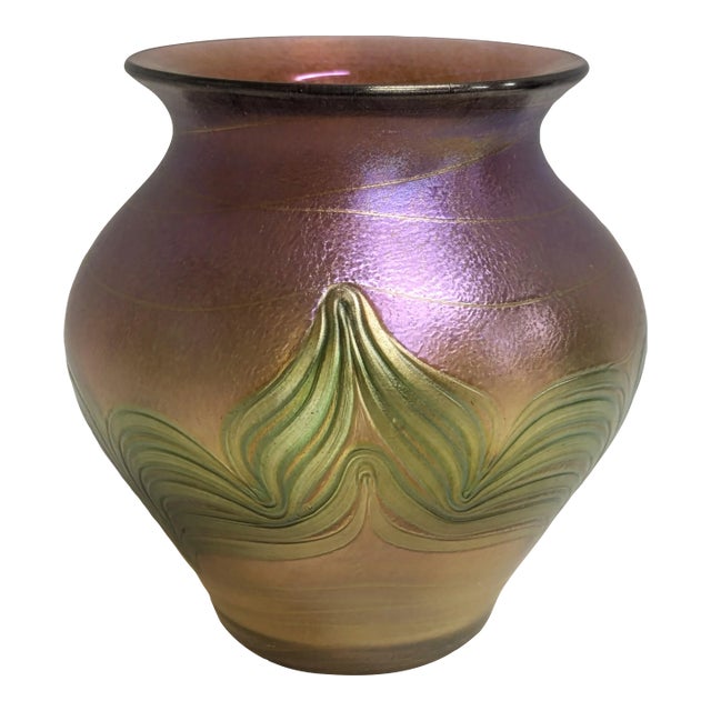 Loetz Style Bohemian Art Glass Vase For Sale