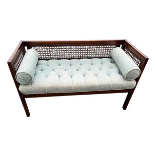 Mid Modern Cane Side Bench For Sale