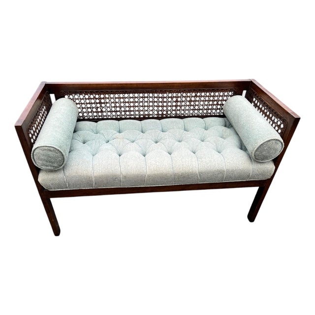 Mid Modern Cane Side Bench For Sale