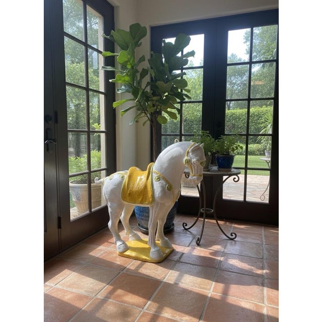 Grand Italian Mid-Century Style Ceramic Standing Horse For Sale In West Palm - Image 6 of 8