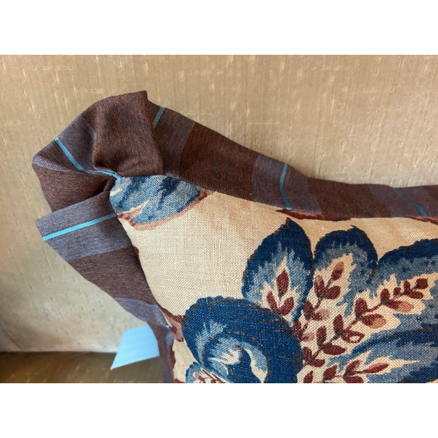 English Antique Printed Linen Pillow For Sale - Image 3 of 3