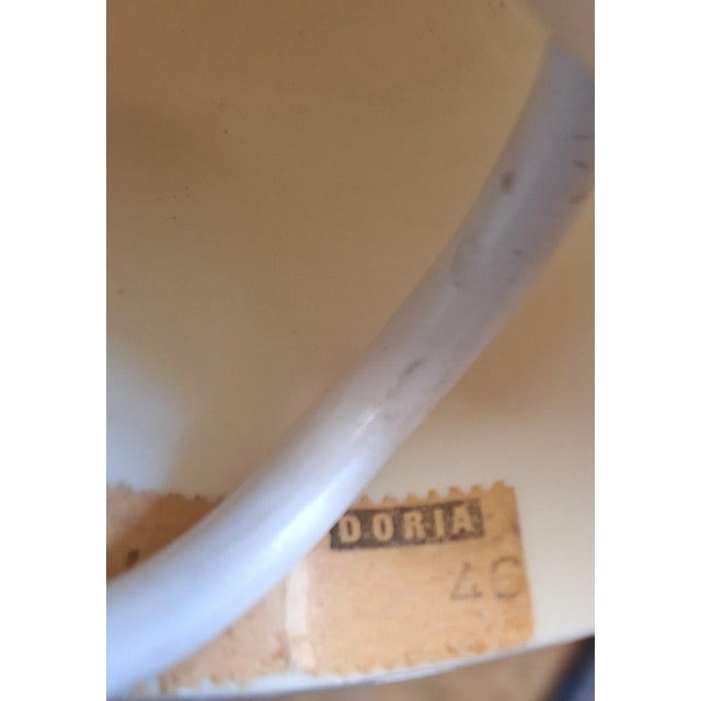 Vintage Hanging Lamp with White Glass Shade and Yellow-White Metal Shade by Doria, 1970s For Sale - Image 10 of 11