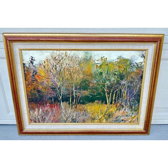 1980s Mykola Bodnar – Autumn Forest Landscape Original Oil Painting, Framed For Sale - Image 9 of 12