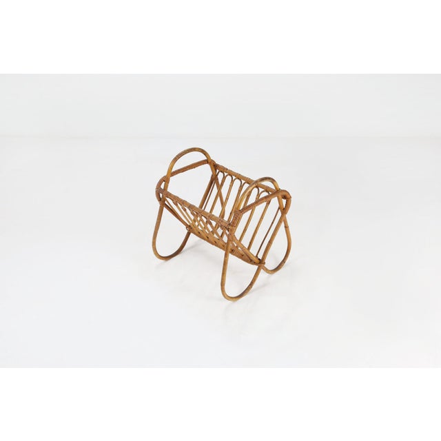 Vintage French Rattan Magazine Rack, 1950s For Sale - Image 11 of 12