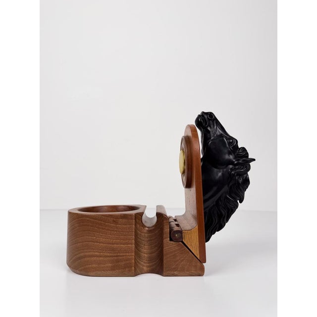 Mid-Century Modern Italian Walnut Tobacco Jar with Sculptural Horse Head, 1970s For Sale - Image 18 of 18