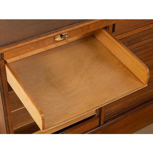 Wood Art Deco Roller Shutter Cabinet For Sale - Image 7 of 14